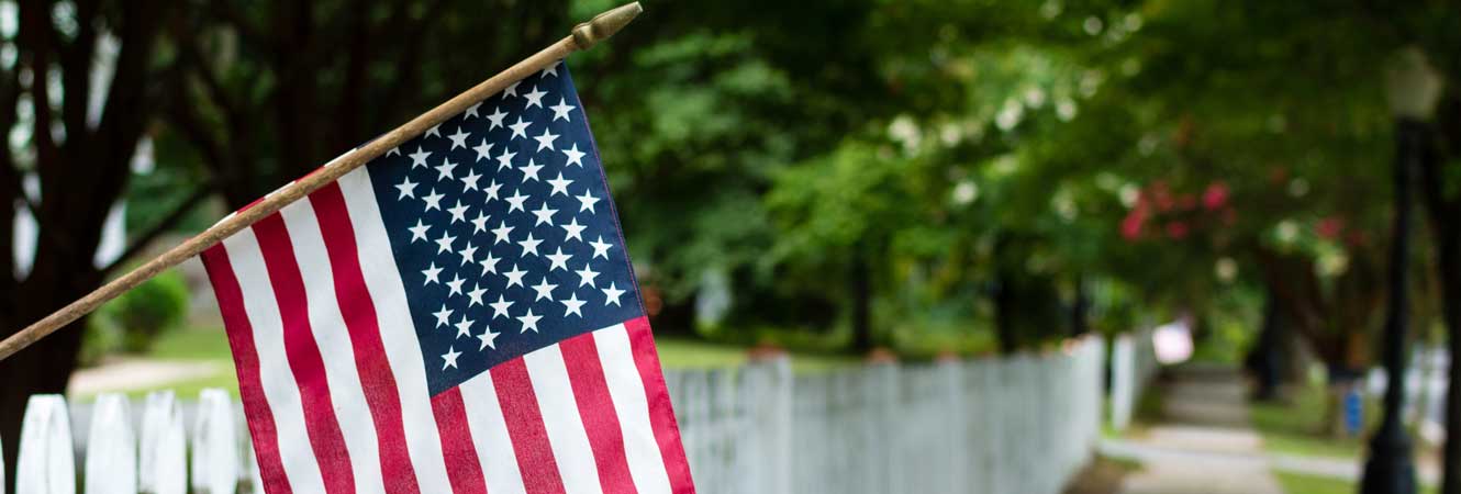 American Flag in neighborhood community